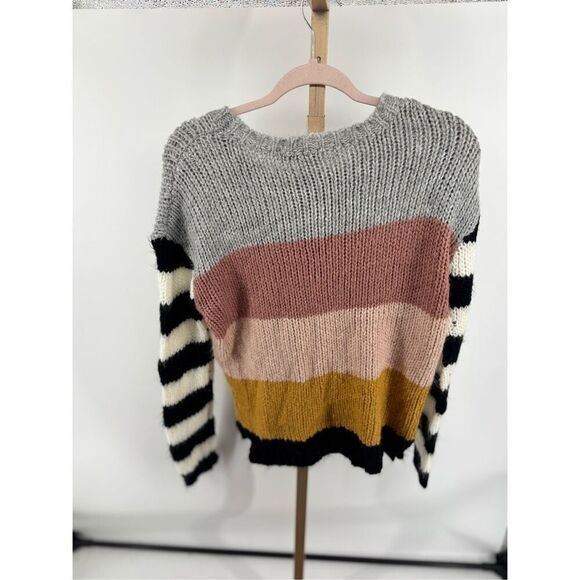 John + Jenn Womens Size Small Multi Color Striped Knit Crew Neck Sweater - Picture 7 of 9